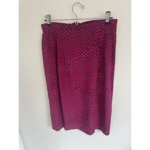 Vintage‎ Carlisle High Waisted Midi Skirt Size 10 Red Blue 100% Silk Lined